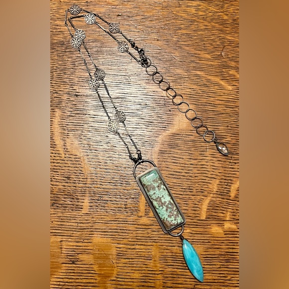 Artisan made Sterling Silver Statement necklace featuring Turquoise & Amazonite